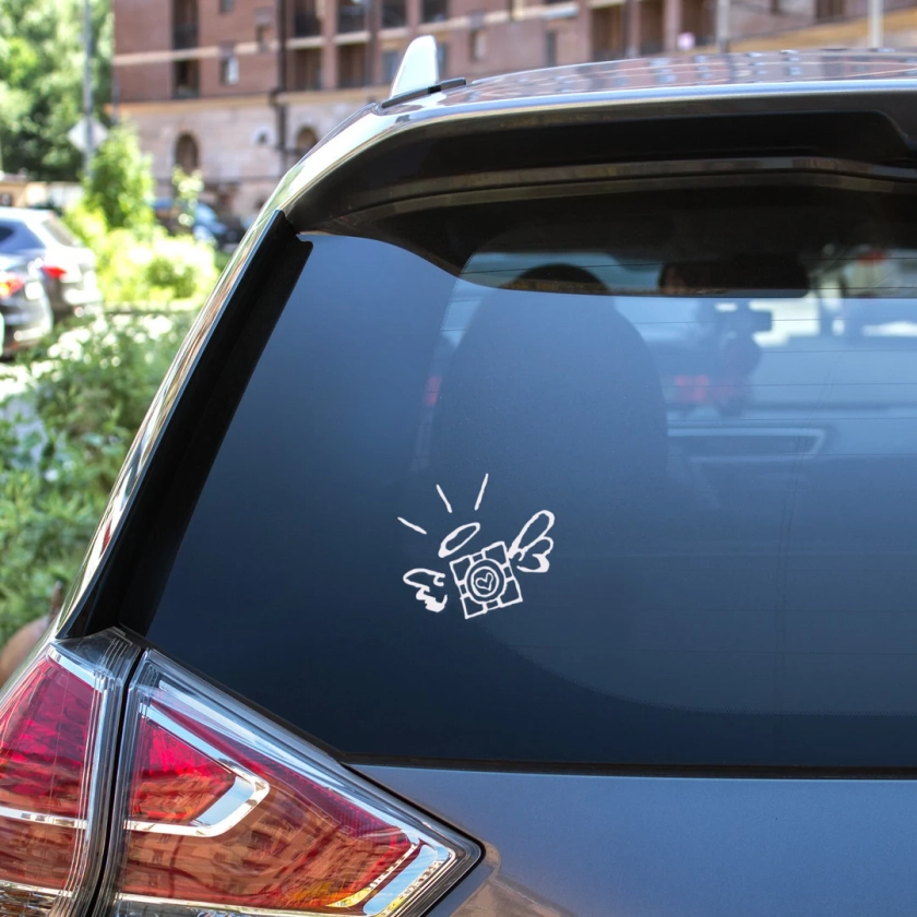 Winged Companion Cube. Portal Inspired. Vinyl Decal, Laptop Sticker, Car Decal. Choose Your Color Decal