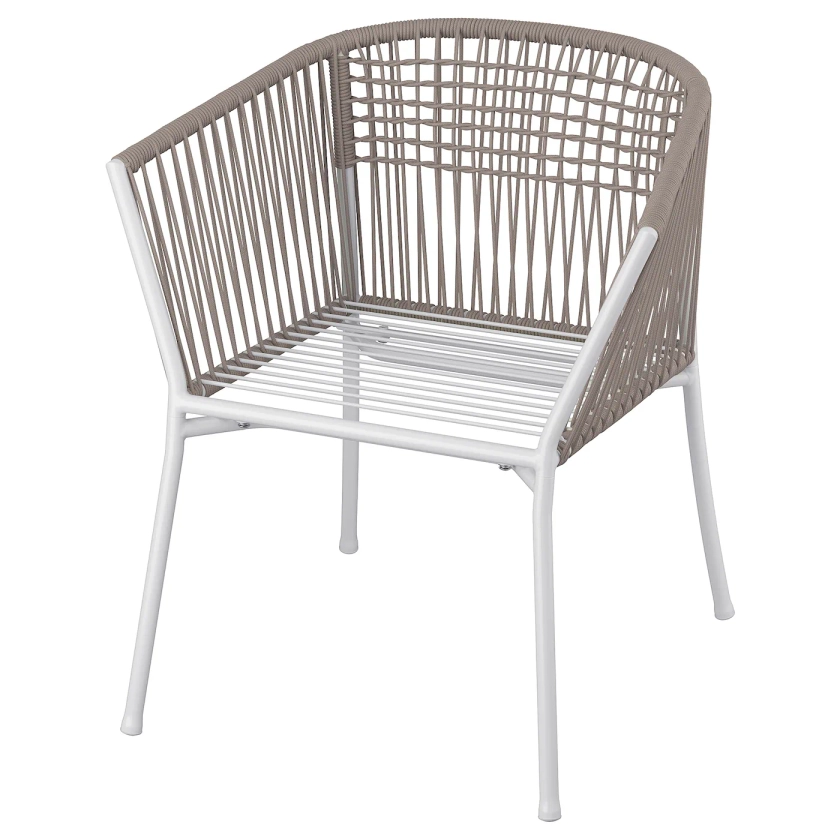 SEGERÖN chaise avec accoudoirs, extérieur, blanc/beige - IKEA
