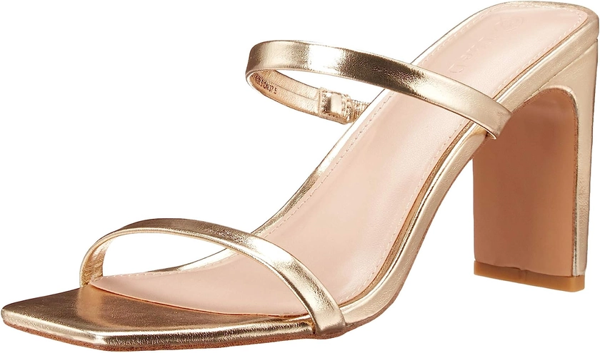 Amazon.com: The Drop Women's Avery Square Toe Two Strap High Heeled Sandal, Gold, 5 : Clothing, Shoes & Jewelry
