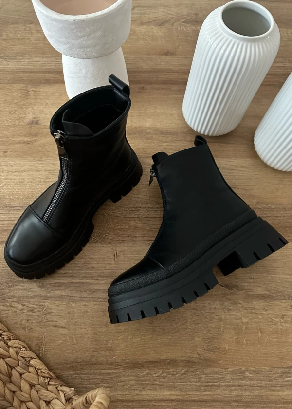 Bottines noires zippées à plateforme JUNON