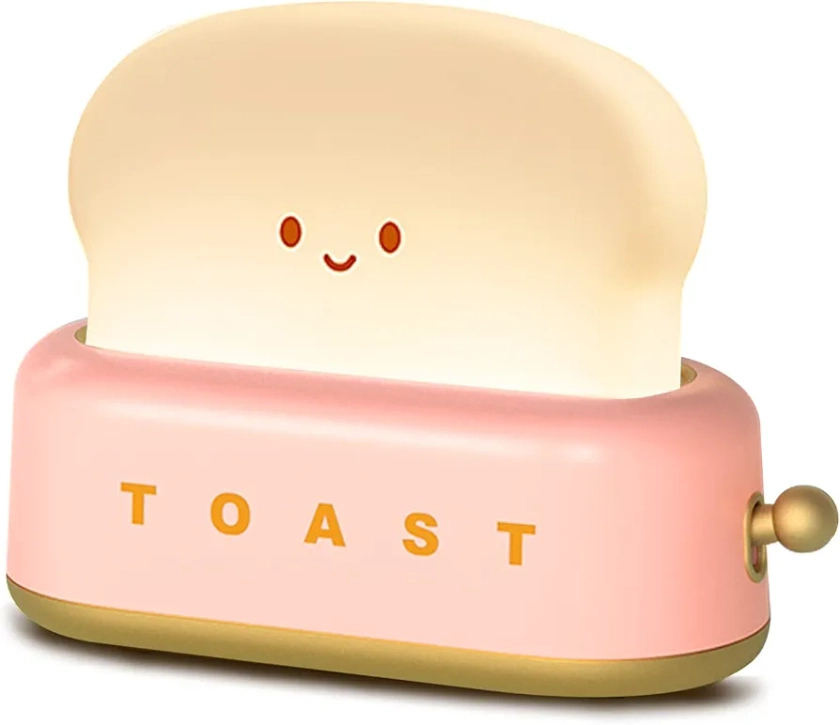 QANYI Cute Desk Decor Toaster Lamp, Kawaii LED Toast Bread Night Light Rechargeable and Portable Light with Timer, Christmas Gifts Ideas for Baby Kids Girls Teens Teenages