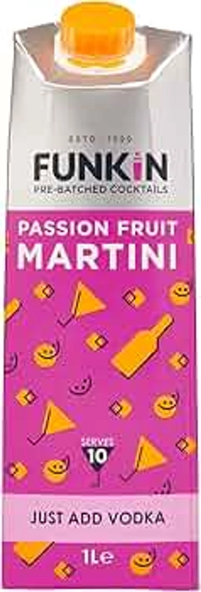 Funkin Passion Fruit Martini Pre-Made Cocktail Mix 1 Litre (Case of 6) | Cocktail - Just Add Spirits, Perfect For Parties