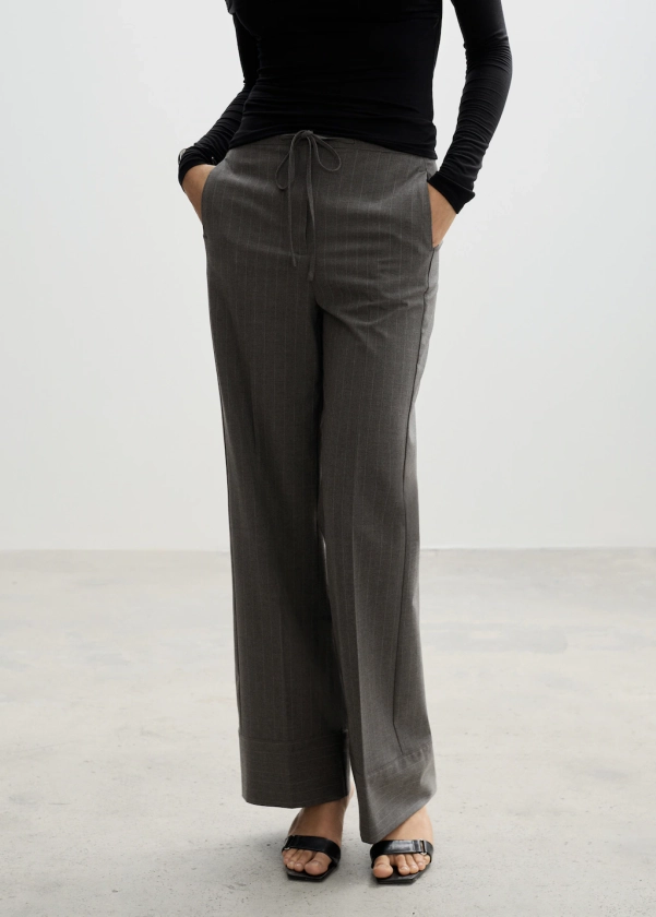 Chalk-stripe straight trousers - Woman | MANGO United Kingdom