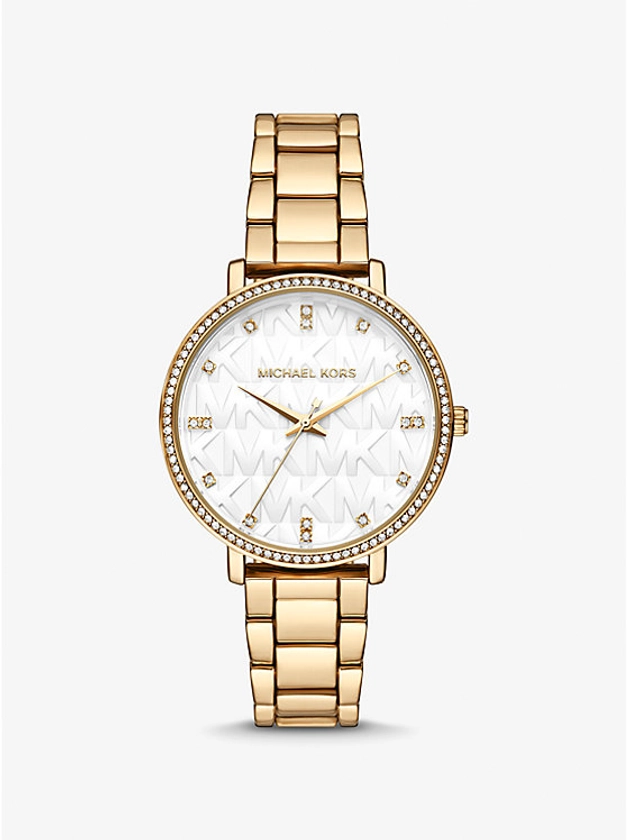 Pyper Gold-Tone Embossed Logo Watch