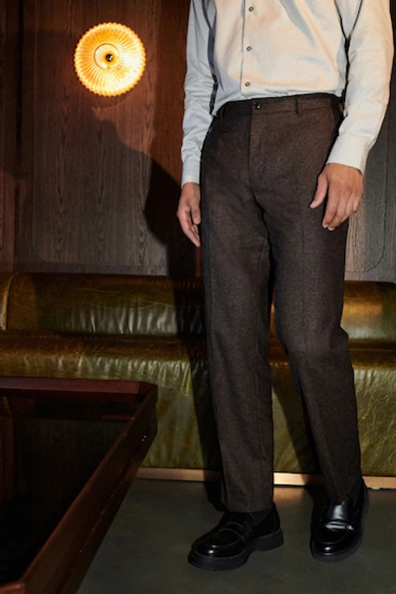 Buy Textured Brown Nova Fides Italian Fabric Trousers With Wool from the Next UK online shop
