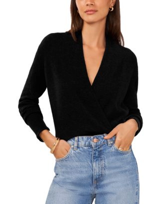 1.STATE Cross Front Long Sleeve Sweater Women - Bloomingdale's