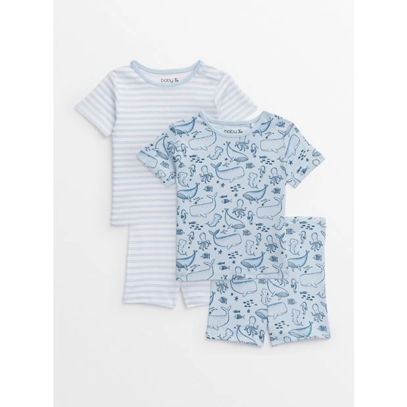 Buy Blue Sealife Pyjamas 2 Pack Up to 3 mths | Dresses | Tu