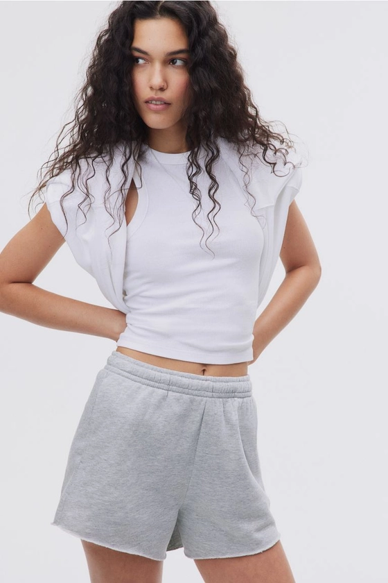 Sweatshorts - Regular waist - Short - Light gray melange - Ladies | H&M US