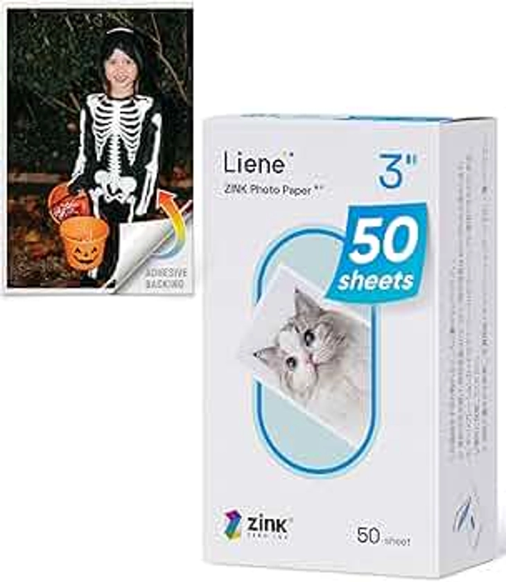 Liene Zink Photo Paper 2x3″ 50 Sheets, Liene Premium Photo Printer Paper w/Adhesive Back, Waterproof, Smudge Proof, Tear Proof, Instant Photo Paper Compatible w/Liene 2x3″ Photo Printer Scrapbook