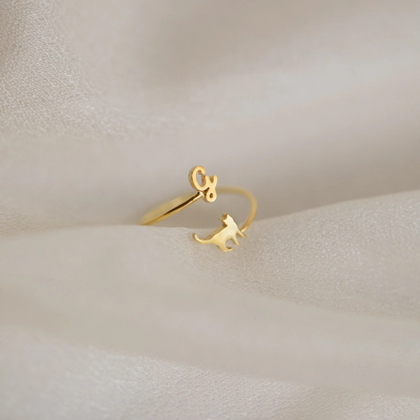 Duo Pet Initial Wrap Ring by Caitlyn Minimalist Dainty Open Adjustable Ring Handmade Pet Memorial Jewelry Pet Lover Gift RM62F88 - Etsy Canada