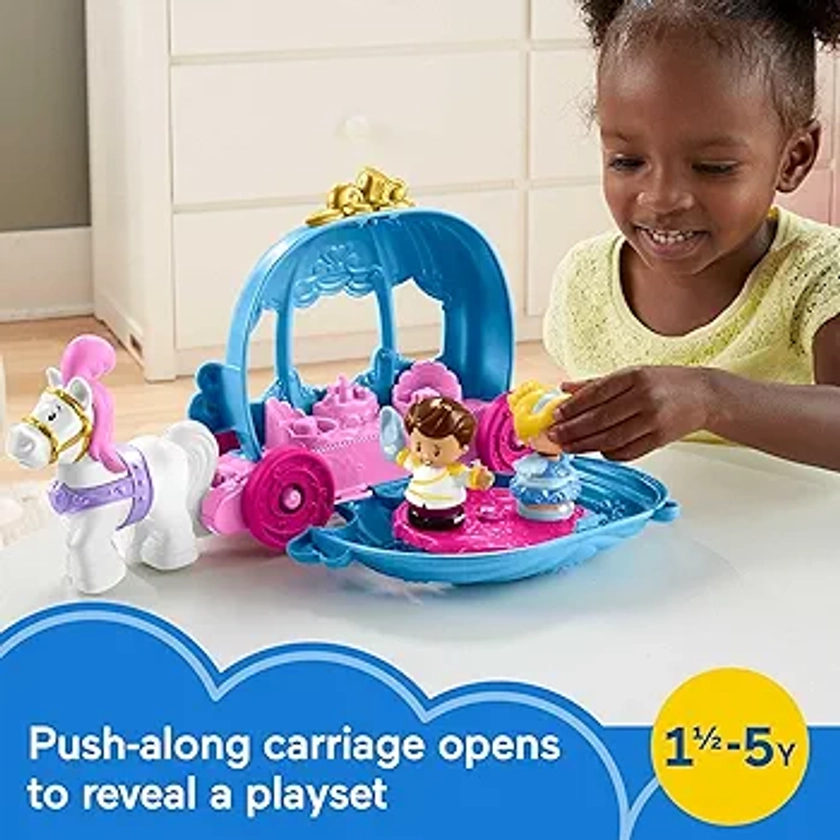 Fisher-Price Little People Toddler Toy Disney Princess Cinderella’s Dancing Carriage Playset with Figures for Pretend Play Ages 18+ Months, HGP76