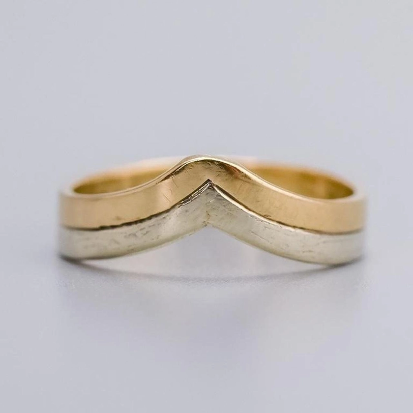 9K Gold Two-Tone Wishbone Ring — Don Laurence Jewellery