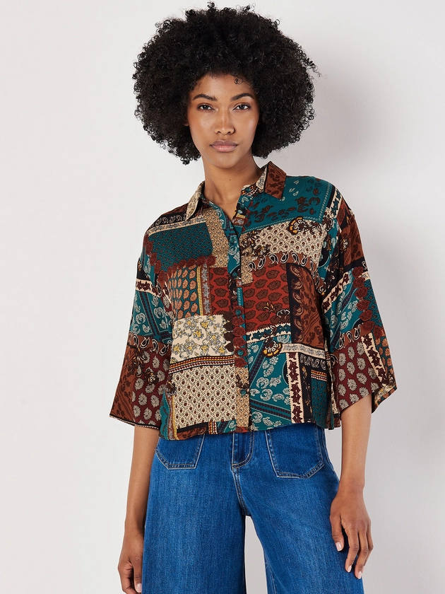 Patchwork Paisley Boxy Shirt | Apricot Clothing