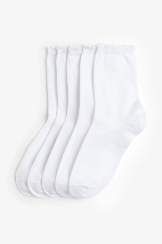 Lot de 5 paires de chaussettes - Blanc - FEMME | H&M FR