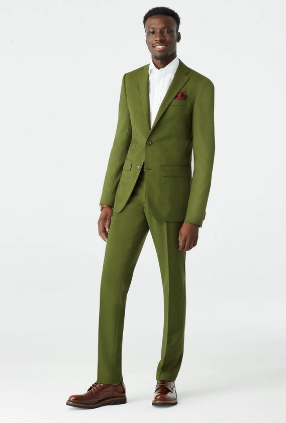 Custom Suits Made For You - Howell Wool Stretch Olive Suit | INDOCHINO