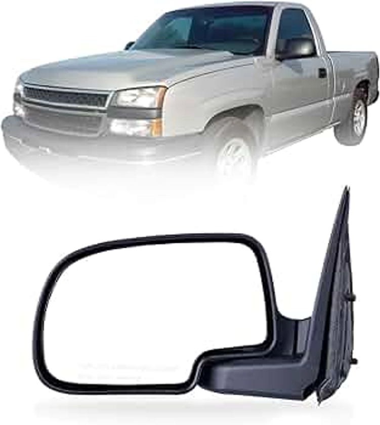 PZ New Front Left Driver Side Door Mirror Compatible With 00-06 CADILLAC Escalade/99-06 Chevy Silverado GMC Sierra 1500 2500 3500 Manual Folding Fits GM1320230 25876714