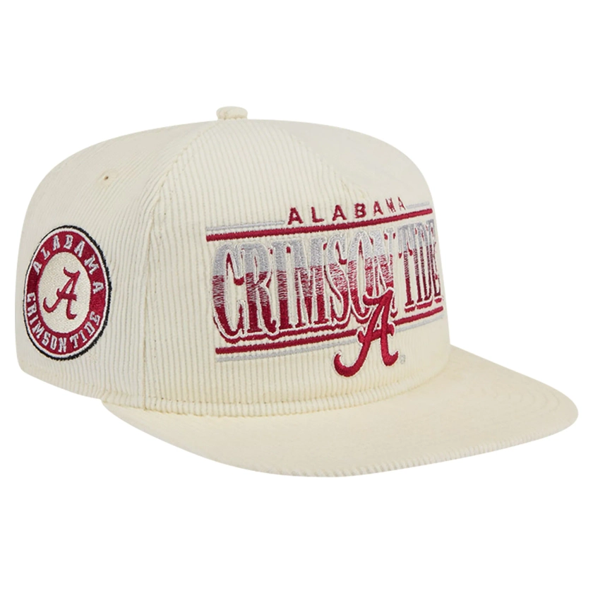 Alabama Crimson Tide New Era Throwback Golfer Corduroy Snapback Hat - Cream
