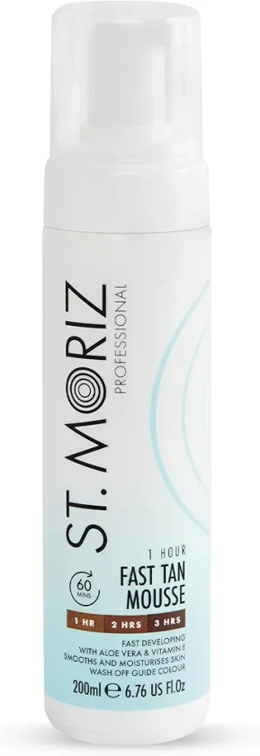 ST. MORIZ Professional 1 Hour Fast Self Tanner Mousse, Light to Dark - 200ml, Natural Looking Fake Tan with Aloe Vera & Vitamin E