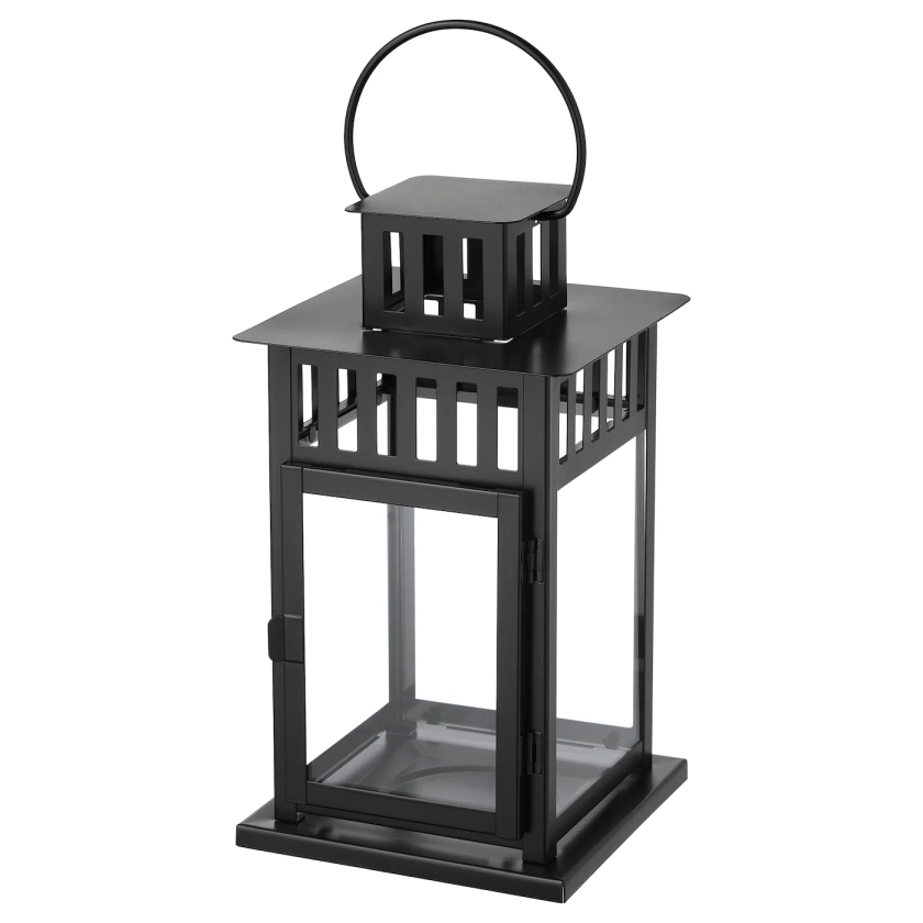 BORRBY Lanterne pour bougie bloc, noir intérieur/extérieur noir 28 cm - IKEA