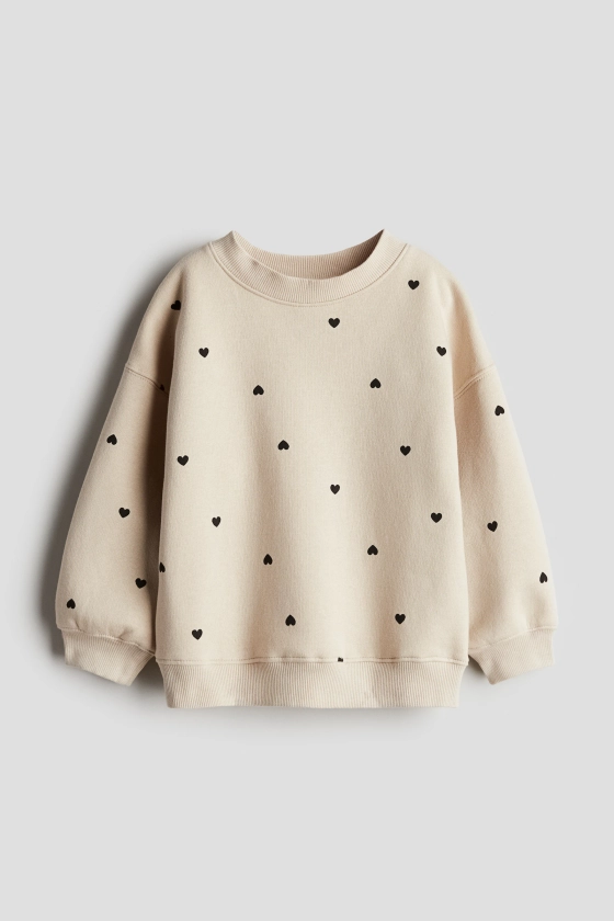 Sweat - Beige clair/cœurs - ENFANT | H&M FR