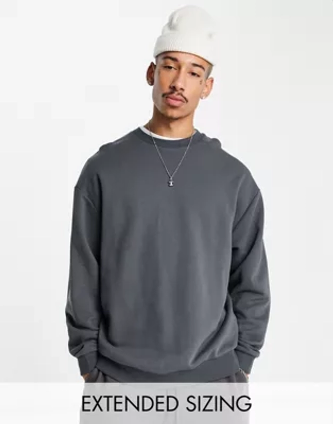 ASOS DESIGN oversized sweatshirt in washed black | ASOS