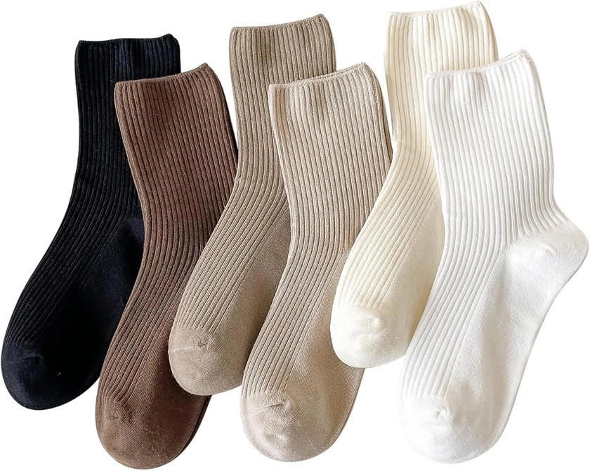 Crew Socks for Women Cotton: 6 Pairs Comfortable and Durable Fabric for Daily Wear