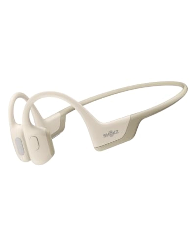 SHOKZ Openrun Pro, Casque Conduction Osseuse Écouteur Bluetooth Sport sans Fil, Casque Audio à Oreilles Libres Confort Conçu pour Le Sport,Running,Vélo,VTT-Beige