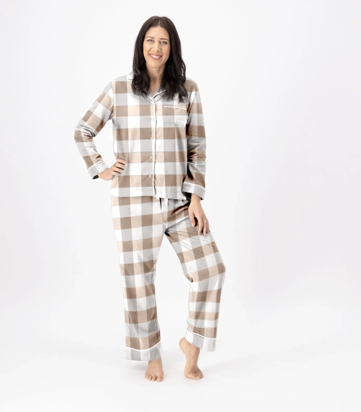 Organic Cotton Flannelette Long PJ Set - Plaid | Bhumi Fairtrade Organic Cotton Sleepwear