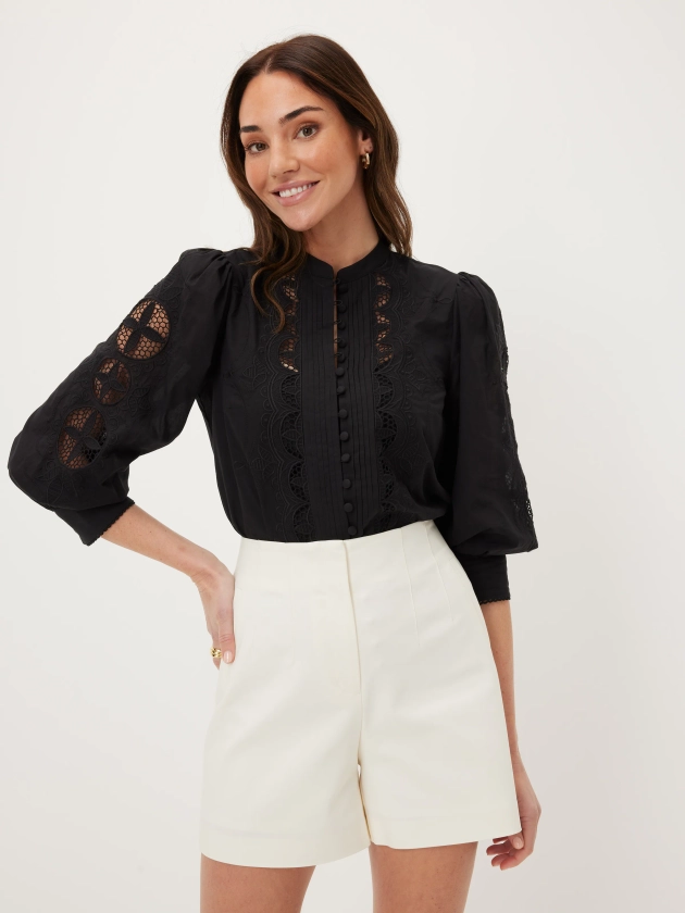 Erin Embroidered Blouse Black - Portmans Online