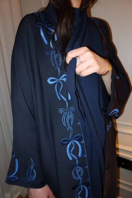 Navy Bow Abaya