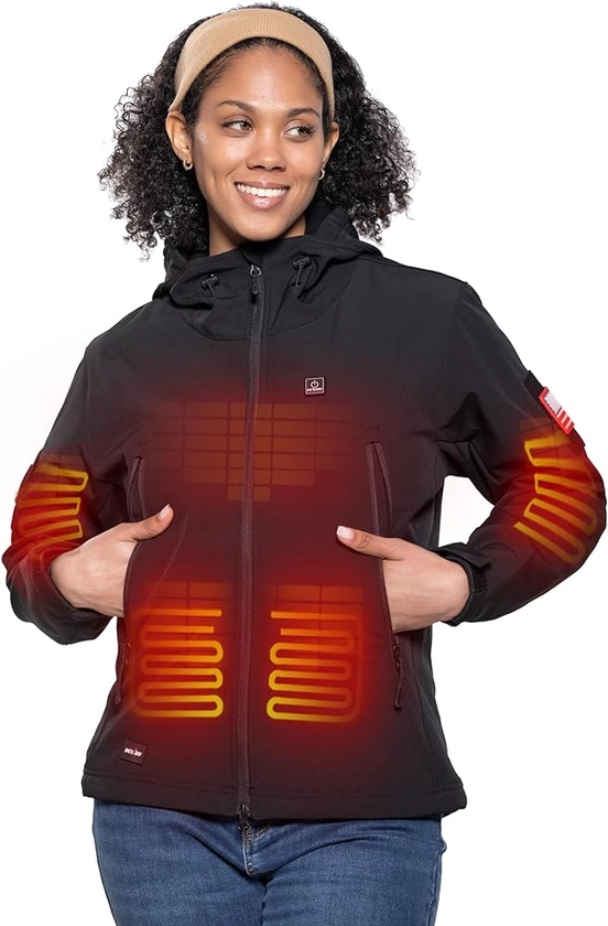 Amazon.com: DEWBU Heated Jacket for Women with 12V Battery Pack Winter Outdoor Soft Shell Electric Heating Coat, Women's Black, XS : Clothing, Shoes & Jewelry