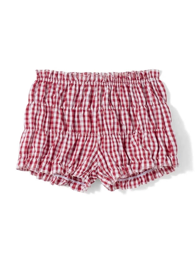 Women Y2k Plaid Shorts Ruffled Elastic Waist Bloomer Shorts Low Rise Cute Boy Bottom Kawaii Lounge Shorts - AliExpress 