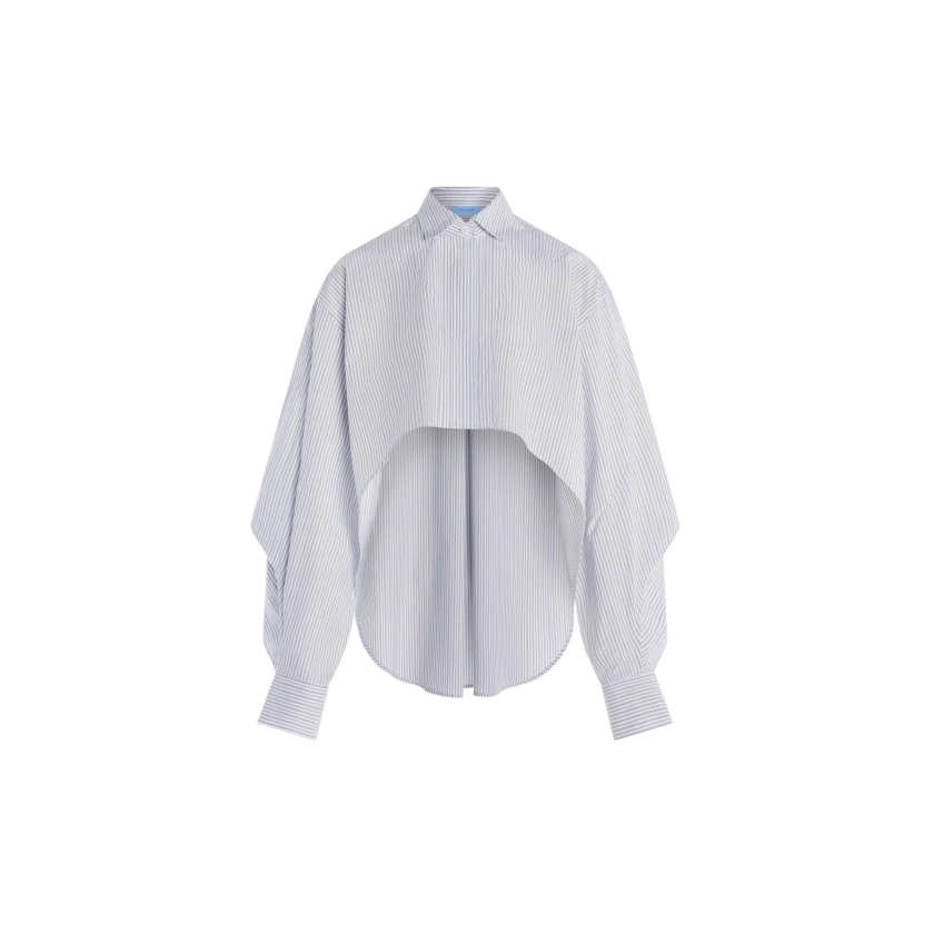 white pinstripe asymmetric shirt