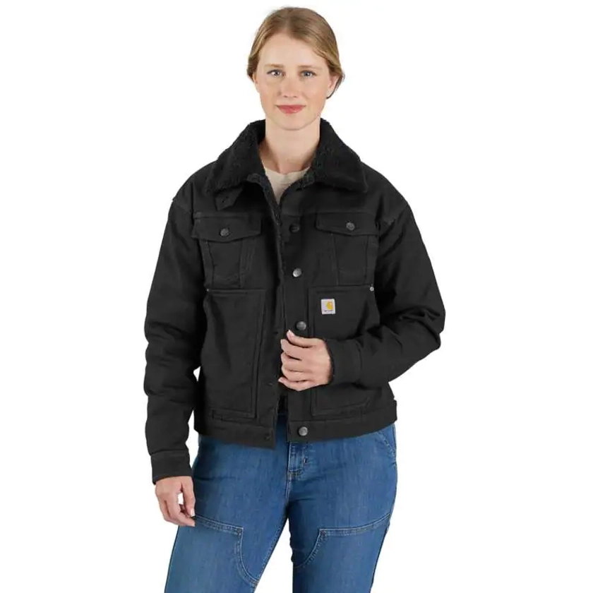 Women's Rugged Flex® Loose Fit Canvas Sherpa-Lined Jacket - 2 Warmer Rating | REG | Carhartt