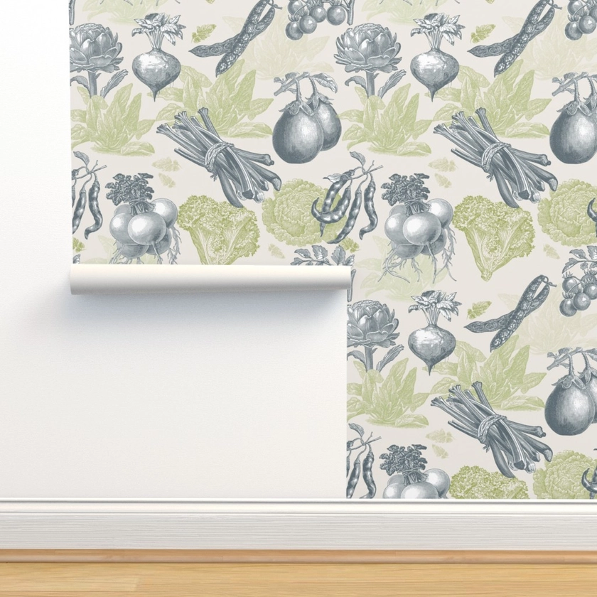 Modern Toile, Vintage Vedge Wallpaper | Spoonflower