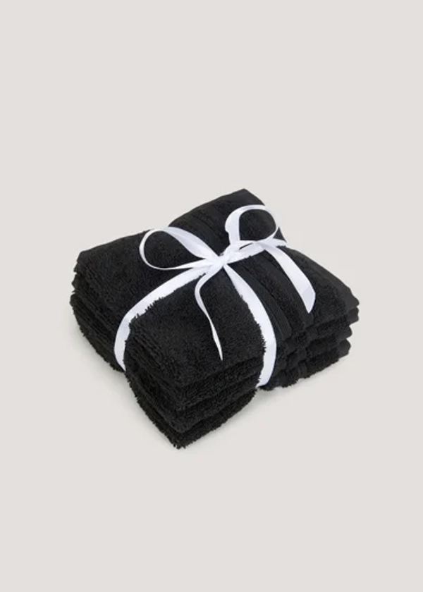 4 Pack Black 100% Egyptian Cotton Face Cloths