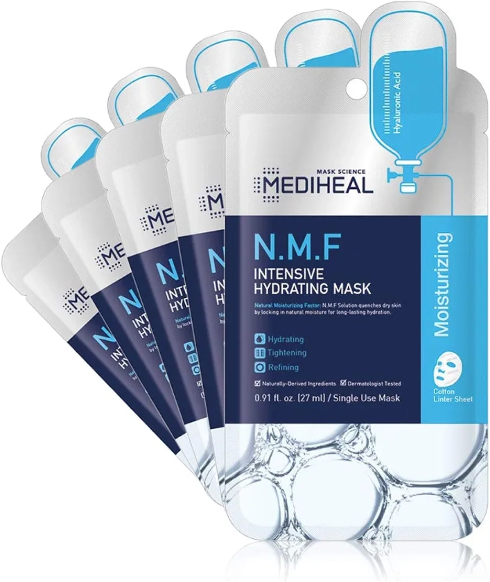 MEDIHEAL Official [Korea's No 1 Sheet Mask] - N.M.F Intensive Hydrating Mask (5 Masks)