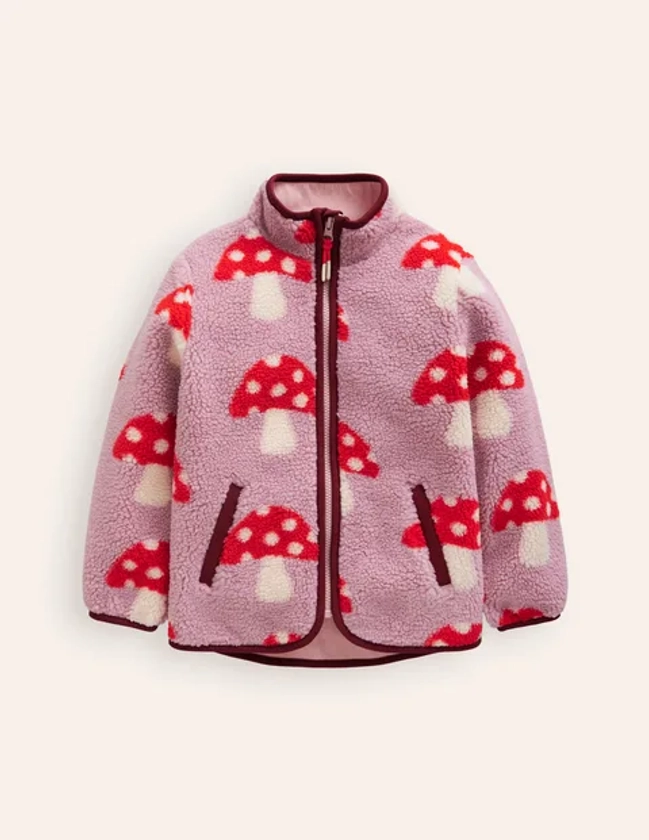 Borg Zip-Through Jacket - Vintage Pink Large Toadstools | Boden UK