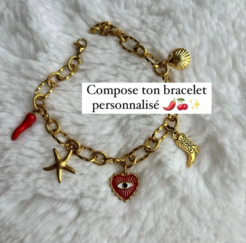 Bracelet pendentifs charms personnalisable chaîne et breloques diy - Etsy France