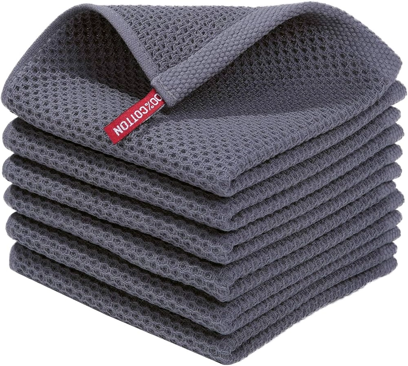 Amazon.com: Homaxy 100% Cotton Waffle Weave Kitchen Dish Cloths, Ultra Soft Absorbent Quick Drying Dish Towels, 12x12 Inches, 6-Pack, Dark Grey : Home & Kitchen