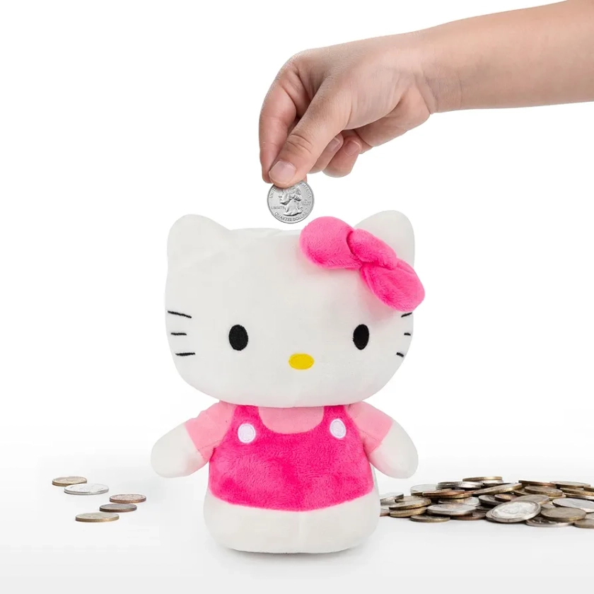 Hello Kitty Plush Coin Bank - Super Soft Room Decor - Unbreakable Money Saving Piggy Bank