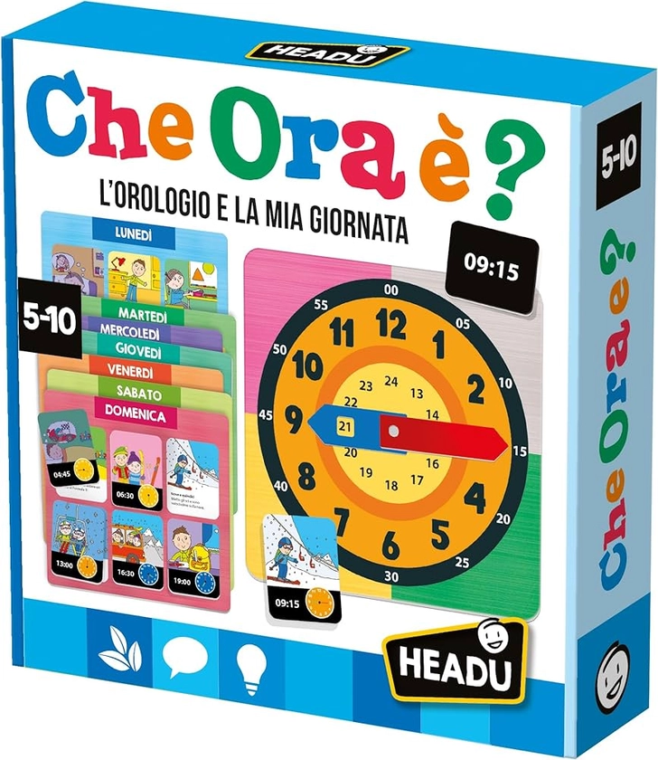 Headu Che Ora È New Version L’Orologio e la Mia Giornata It57588 Gioco Educativo per Bambini 5-10 Anni Made in Italy