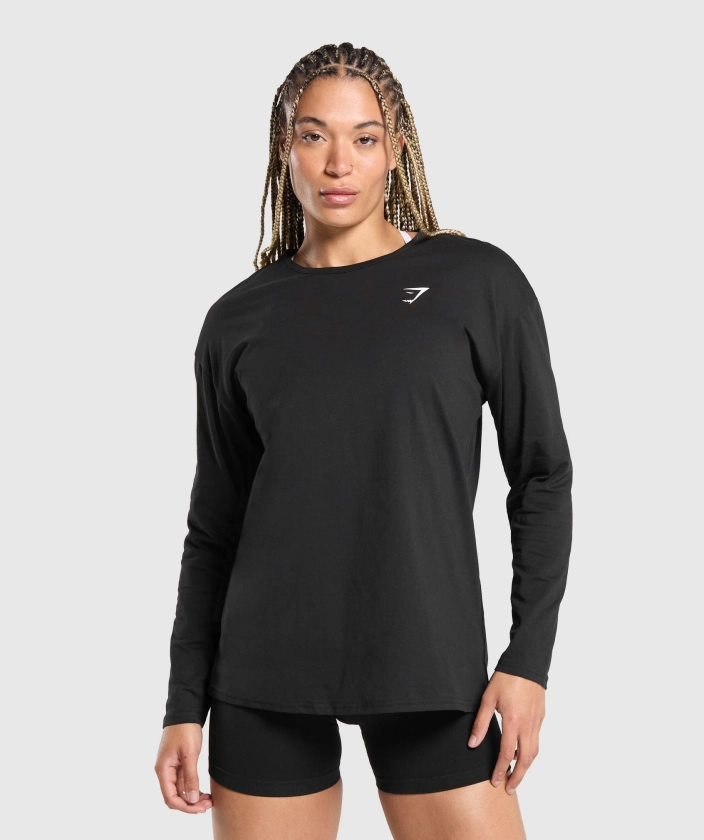 Gymshark Training Oversized Cotton Long Sleeve Top - Black