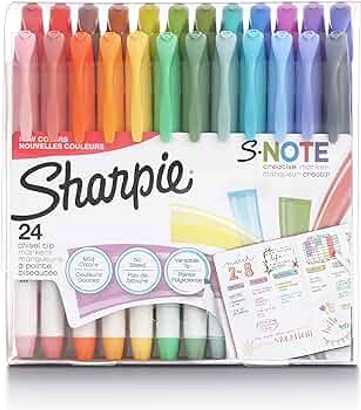 SHARPIE S-Note Creative Markers, Pastel Highlighters, Art Marker Set, Assorted Colors, Chisel Tip, 24 Count