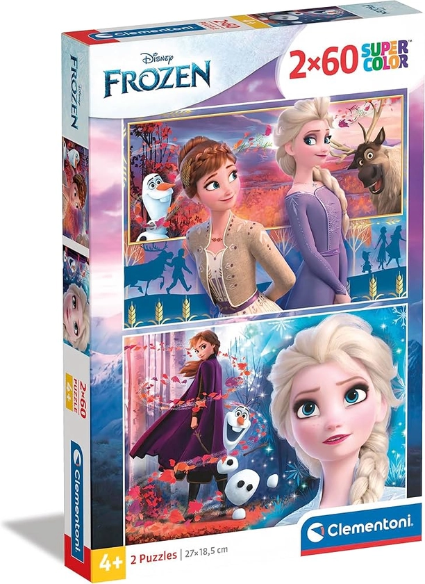 Clementoni Disney Frozen 2 Supercolor Frozen-2X60 (Include 60 Pezzi) Bambini 5 Anni, Puzzle Cartoni Animati-Made In Italy, Multicolore, 21609