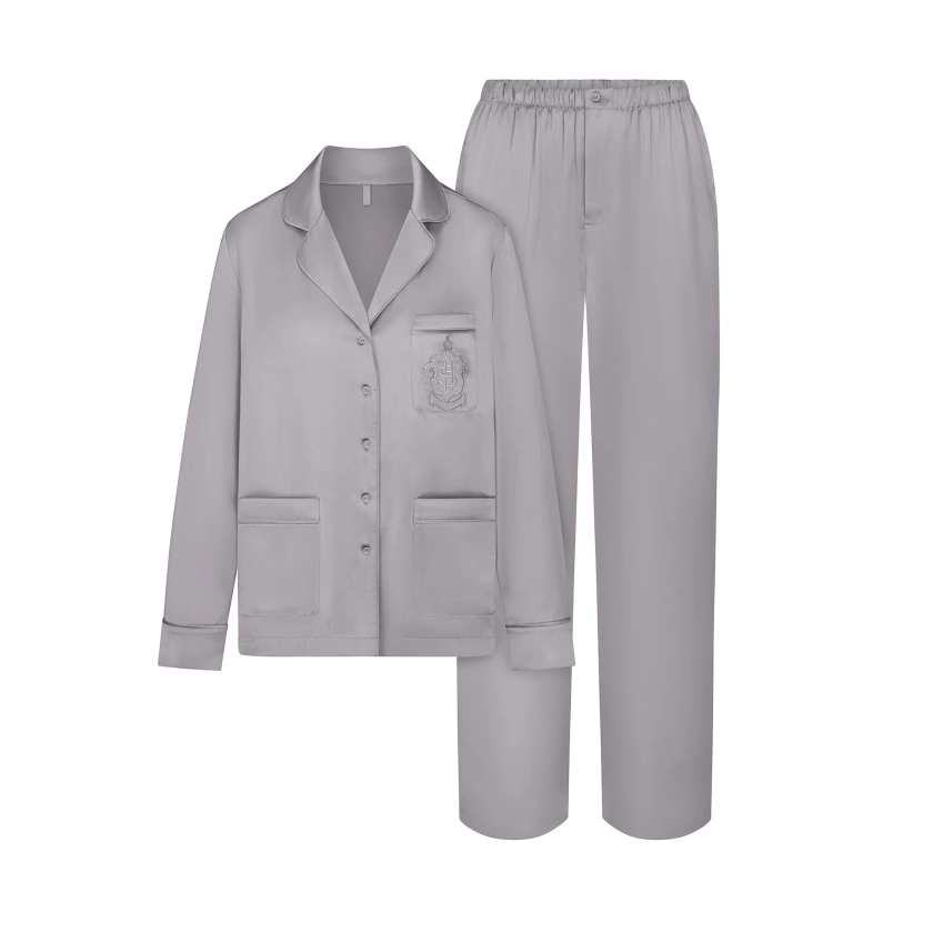 SKIMS HOTEL SHINE LONG SLEEVE BUTTON UP SLEEP SET | MIRROR