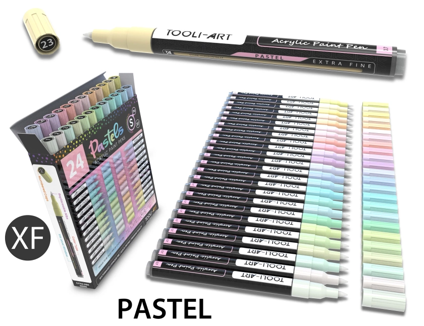 24 Pastel Acrylic Paint Pens Special Color Series Markers Set (0.7mm E