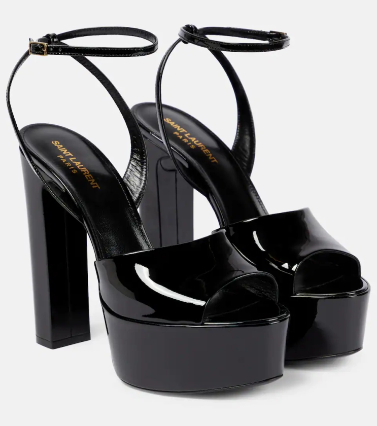 SAINT LAURENT Jodie patent leather platform sandals