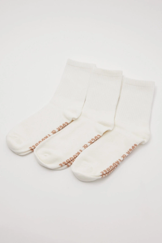Luck & Trouble Essential Crew Sock 3 Pack White