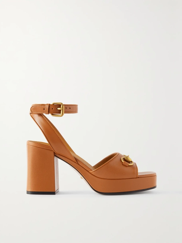 GUCCI Lady horsebit-detailed leather platform sandals | NET-A-PORTER